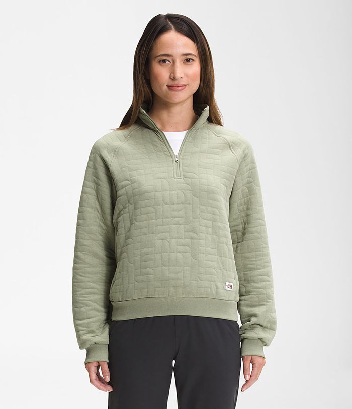 Pullover The North Face Mujer Longs Peak Quilted ¼ Zip - Colombia JOAREC798 - Verde